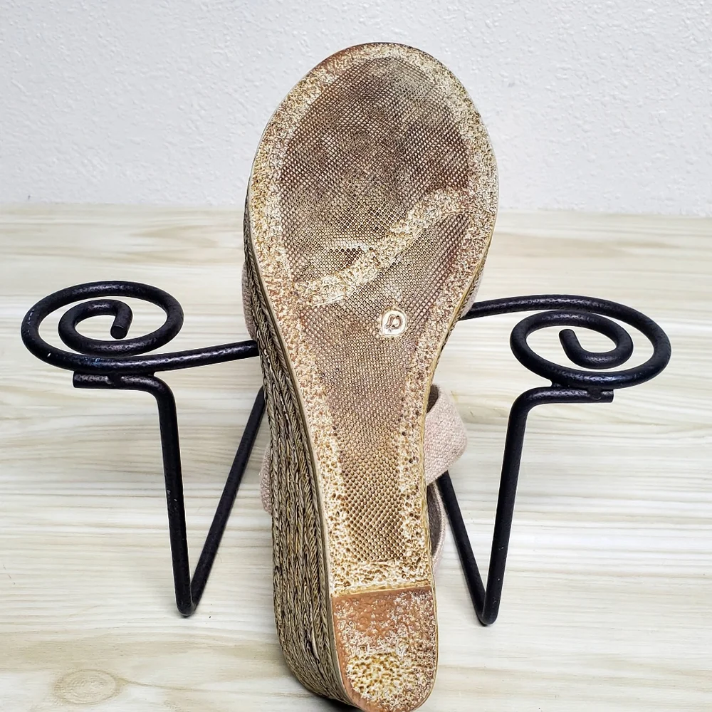 Charleston Beige Espadrille Wedge Sandals Size 8